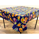 Skulls on Navy Blue Oilcloth Tablecloths