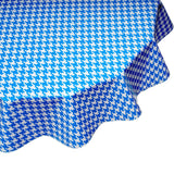 round houndstooth blue oilcloth tablecloth
