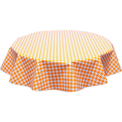 round houndstooth orange oilcloth tablelcoth