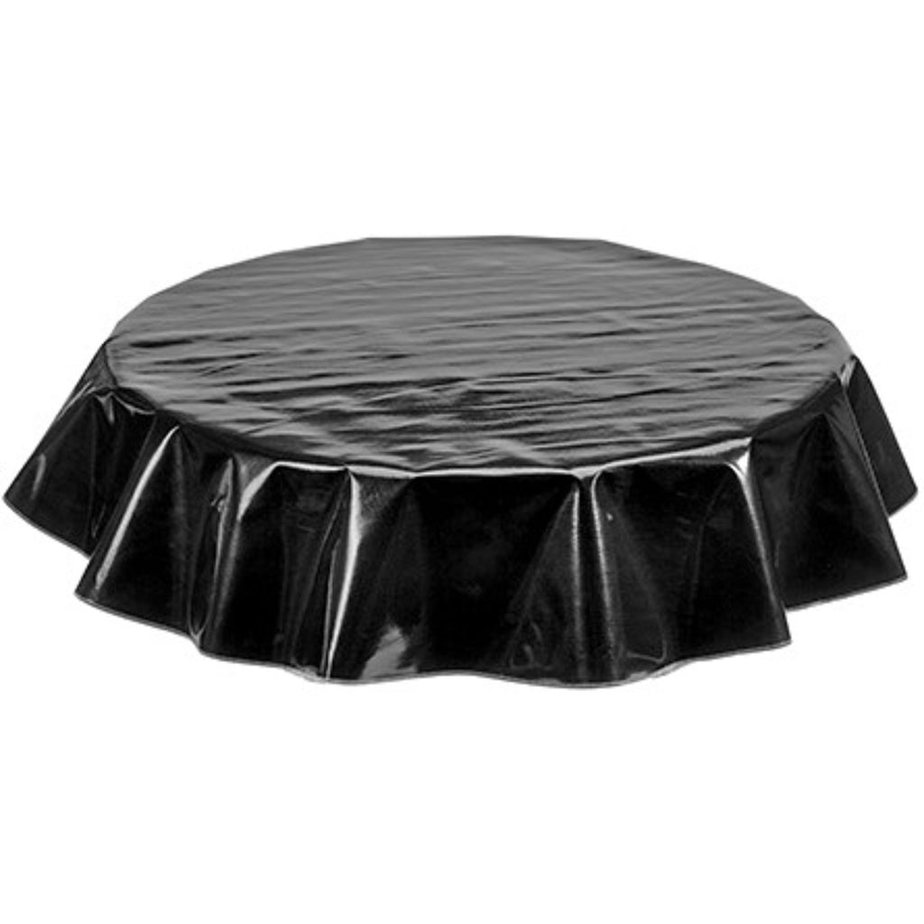 round solid black oilcloth tablecloth