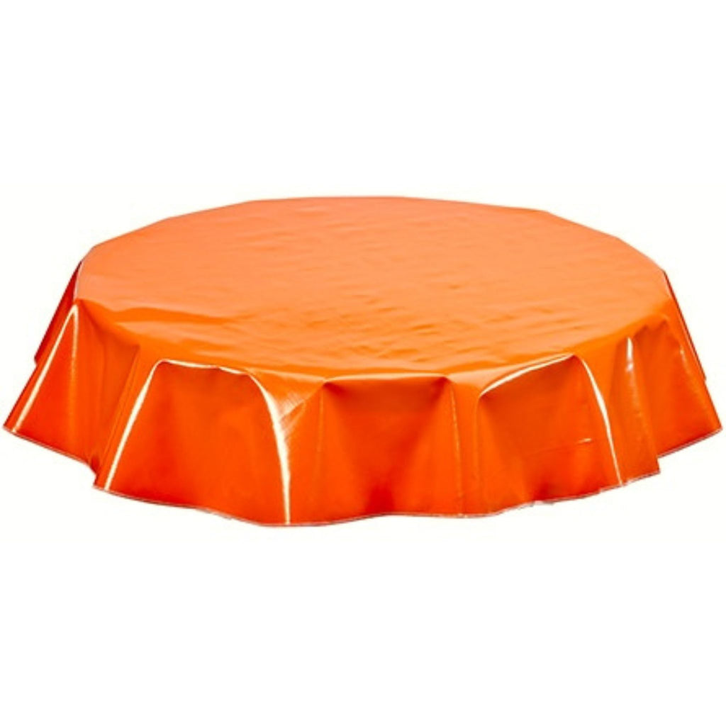 round solid orange oilcloth tablecloth