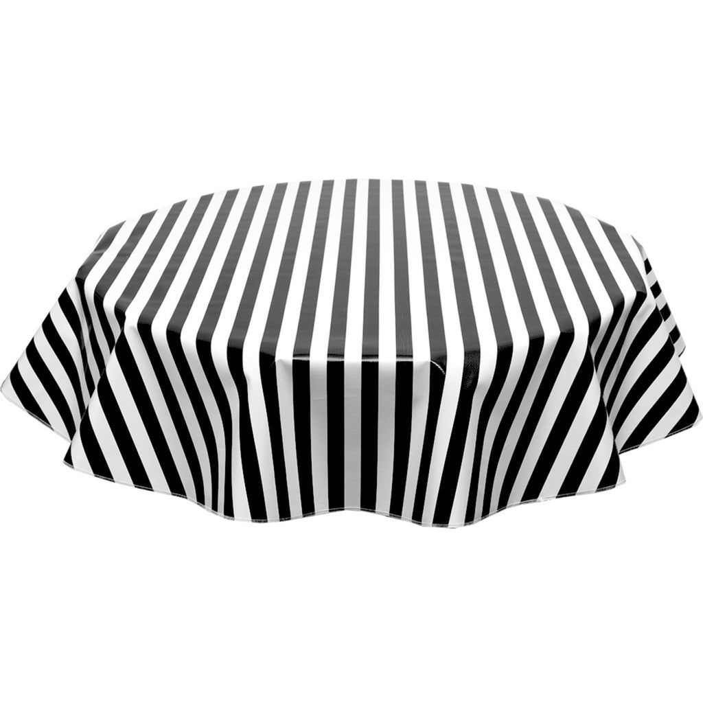 round stripe black oilcloth tablecloth