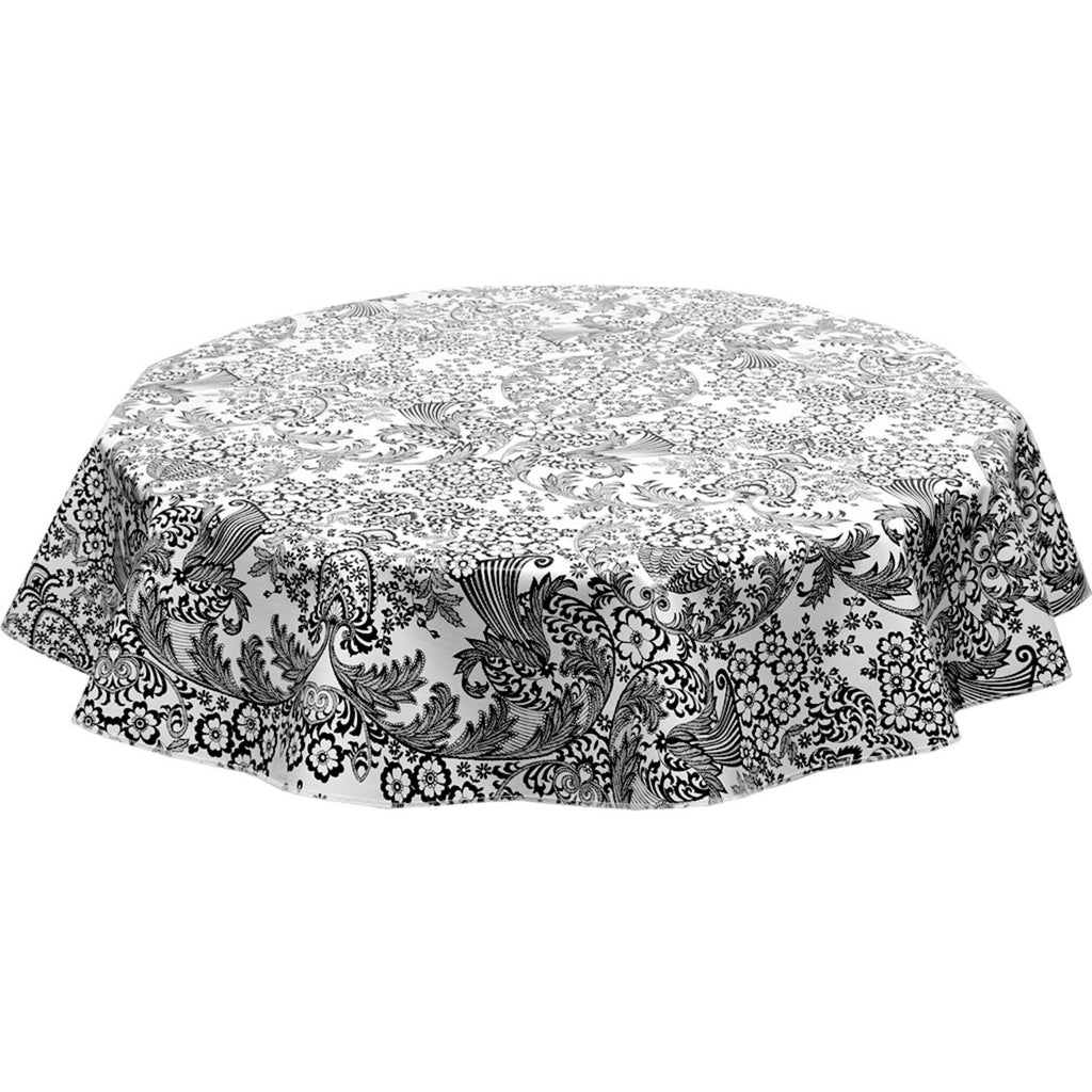 round toile black oilcloth tablecloth