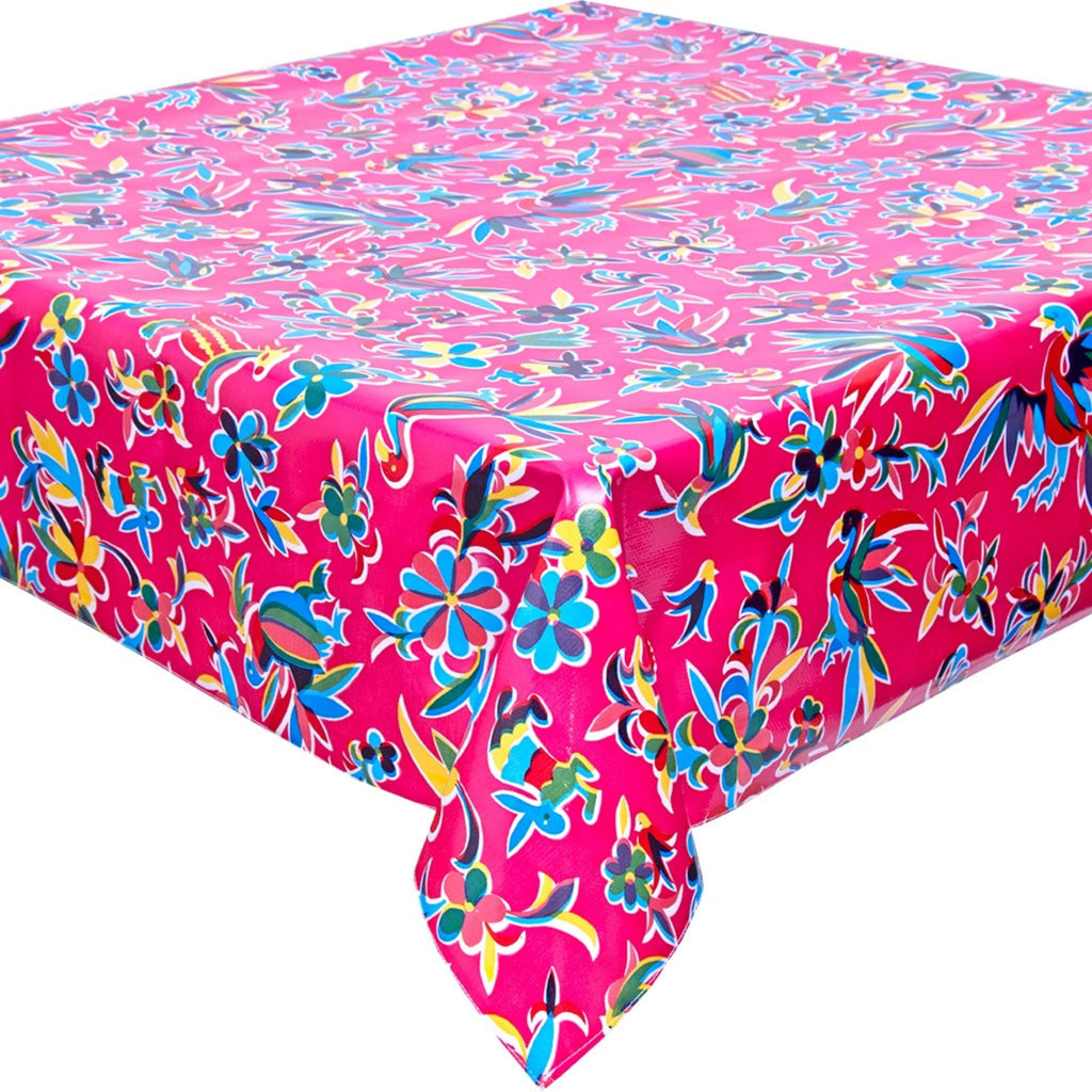 square animal wonderland pink oilcloth tablecloth