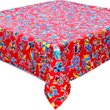 square animal wonderland oilcloth tablecloth with a hem