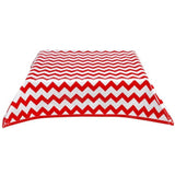 square chevron red oilcloth tablecloth with solid red trim