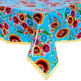Bloom Light Blue Oilcloth Tablecloths