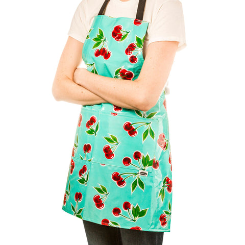 Cherry Aqua Oilcloth Aprons