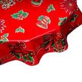 round christmas bells and bows red oilcloth tablecloth
