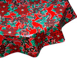 round christmas ribbons and holly red oilcloth tablecloth
