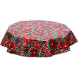 round christmas ribbons and holly red oilcloth tablecloth
