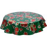 round christmas stars green oilcloth tablecloth