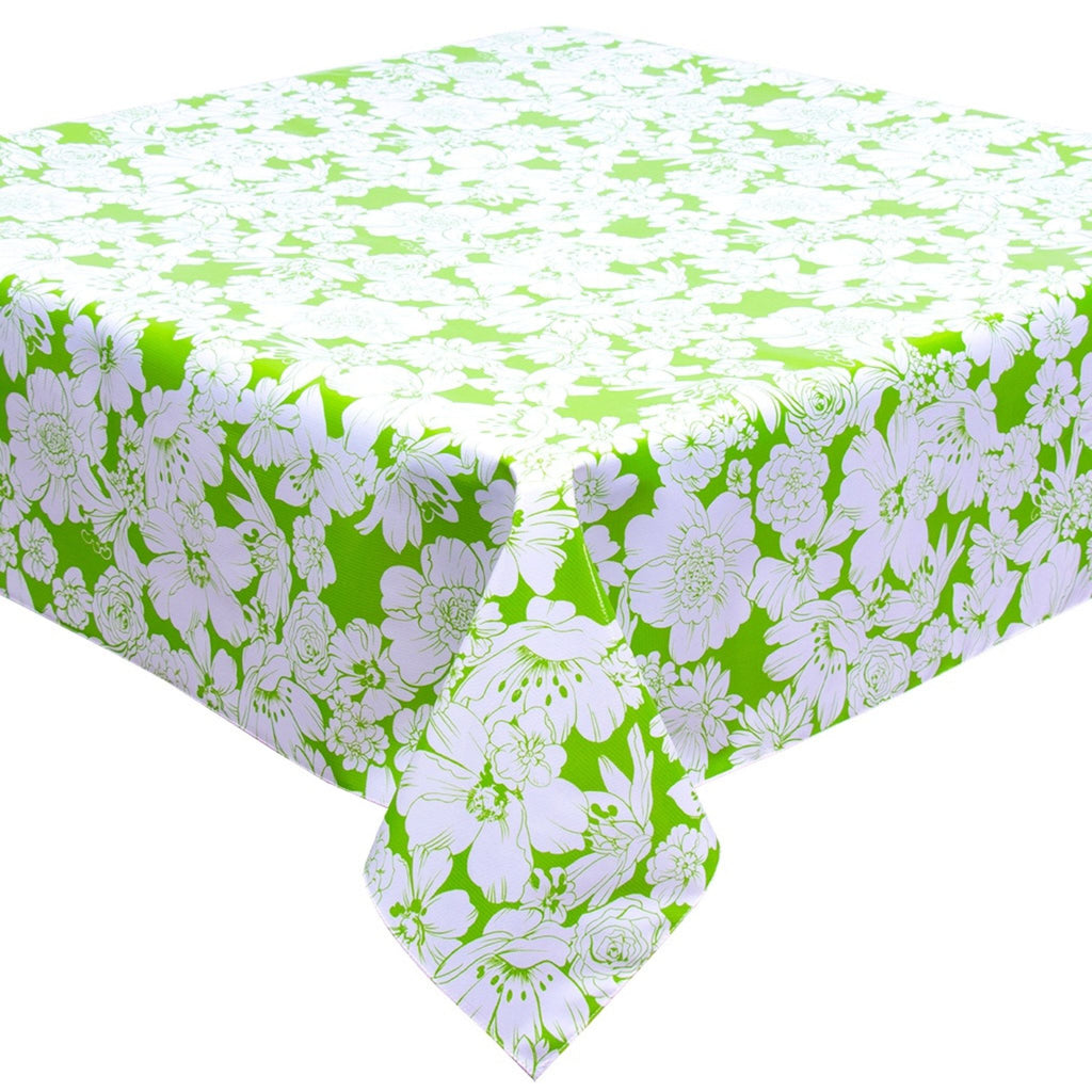 chelsea lime green oilcloth tablecloth with a simple hem