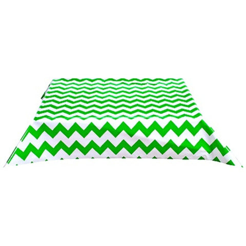 chevron green oilcloth tablecloth with a hem