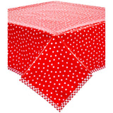 square dot white on red with red gingham trim