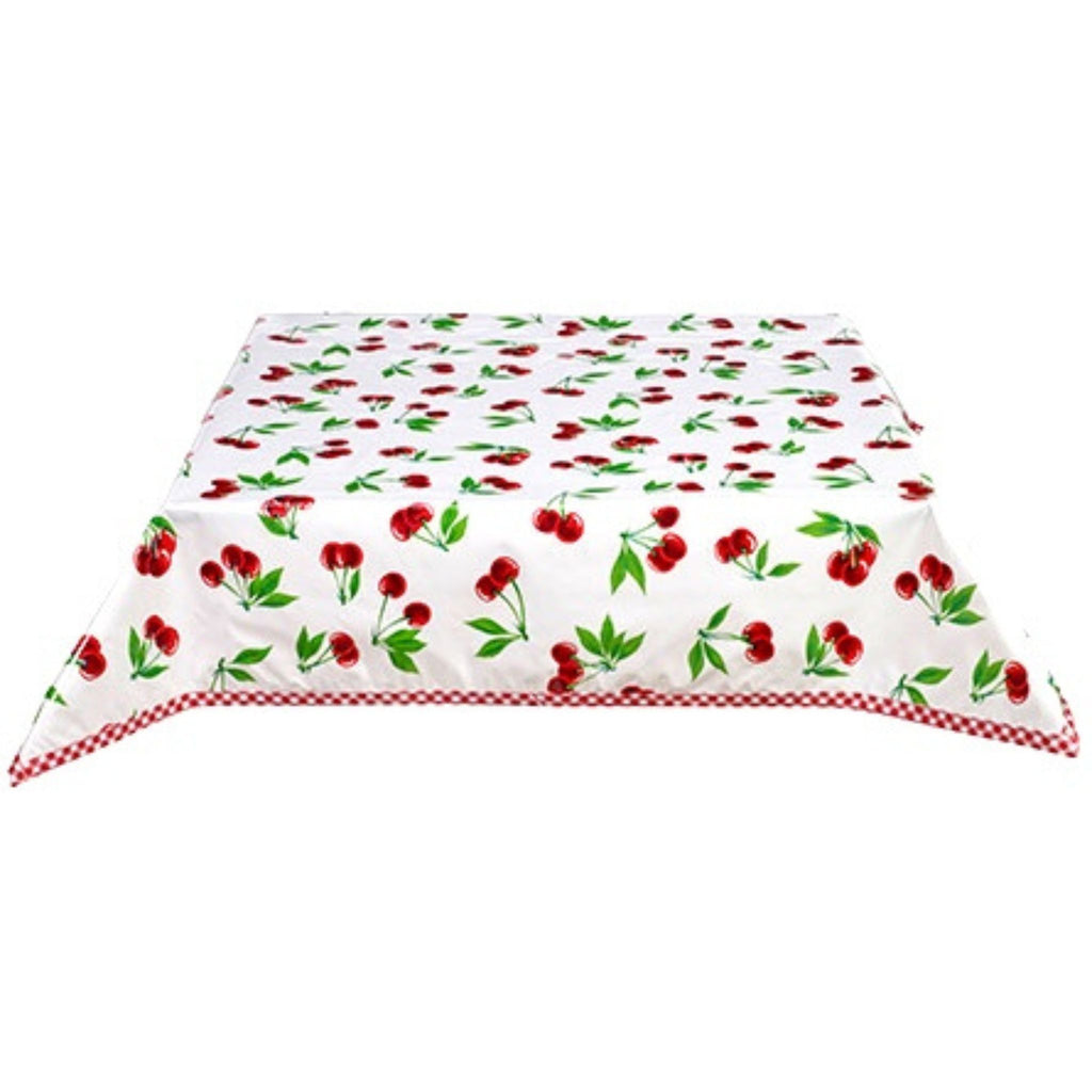 Cherry White Oilcloth Tablecloths