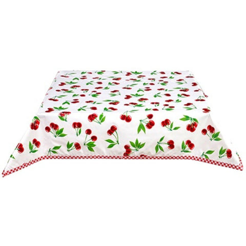 Cherry White Oilcloth Tablecloths