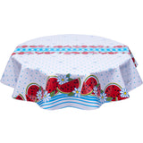 freckled sage round tablecloth watermelon light blue