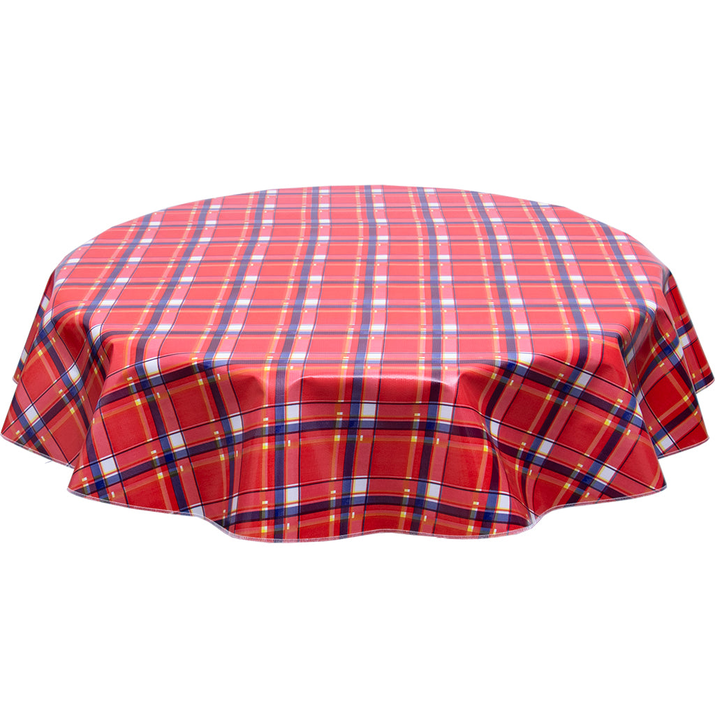 FreckledSage.com Round Plaid Red Tablecloth