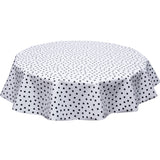 freckled sage Round oilcloth tablecloth black dots