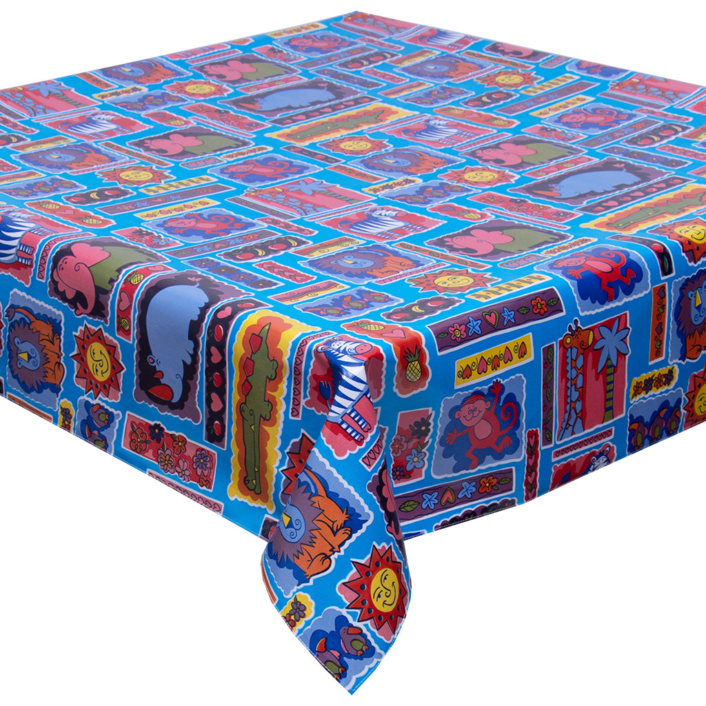 freckled sage menagerie blue tablecloth