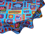 light blue menagerie round oilcloth tablecloth