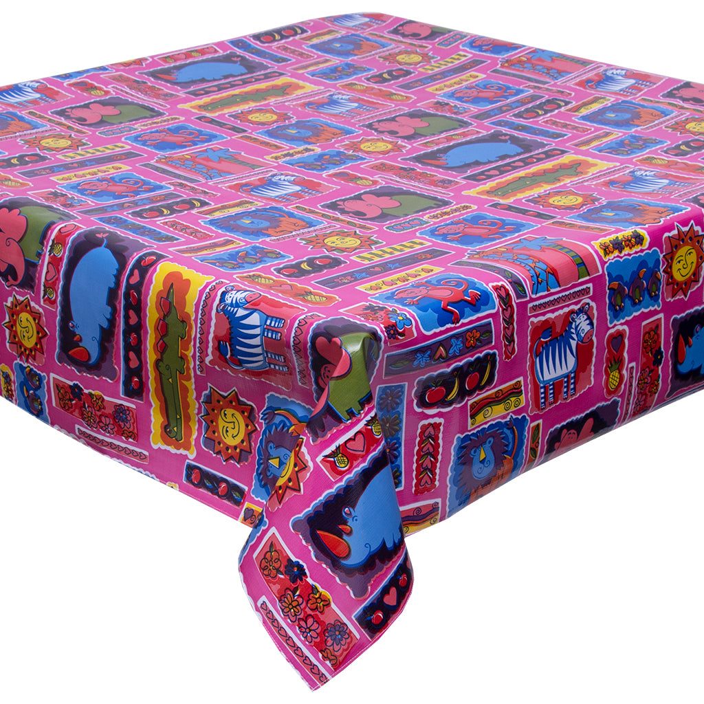 freckled sage menagerie pink tablecloth