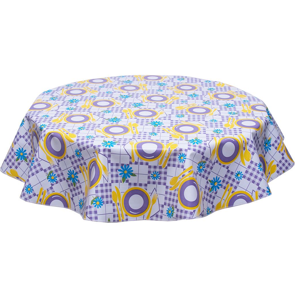 freckled sage round tablecloth purple and yellow picnic