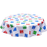 FreckledSage.com Forks and Spoons Yellow Round Oilcloth tablecloth