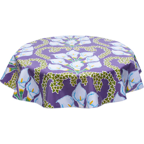 Calla Lily purple round oilcloth tablecloth
