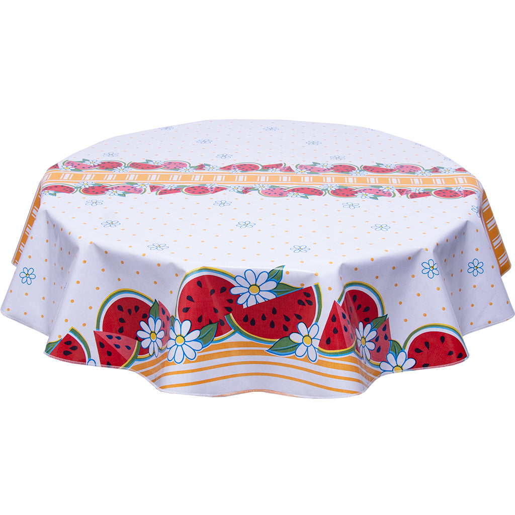 freckled sage round tablecloth watermelon with orange