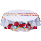 freckled sage round tablecloth watermelon with orange