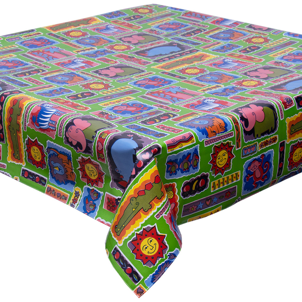 freckled sage menagerie lime tablecloth