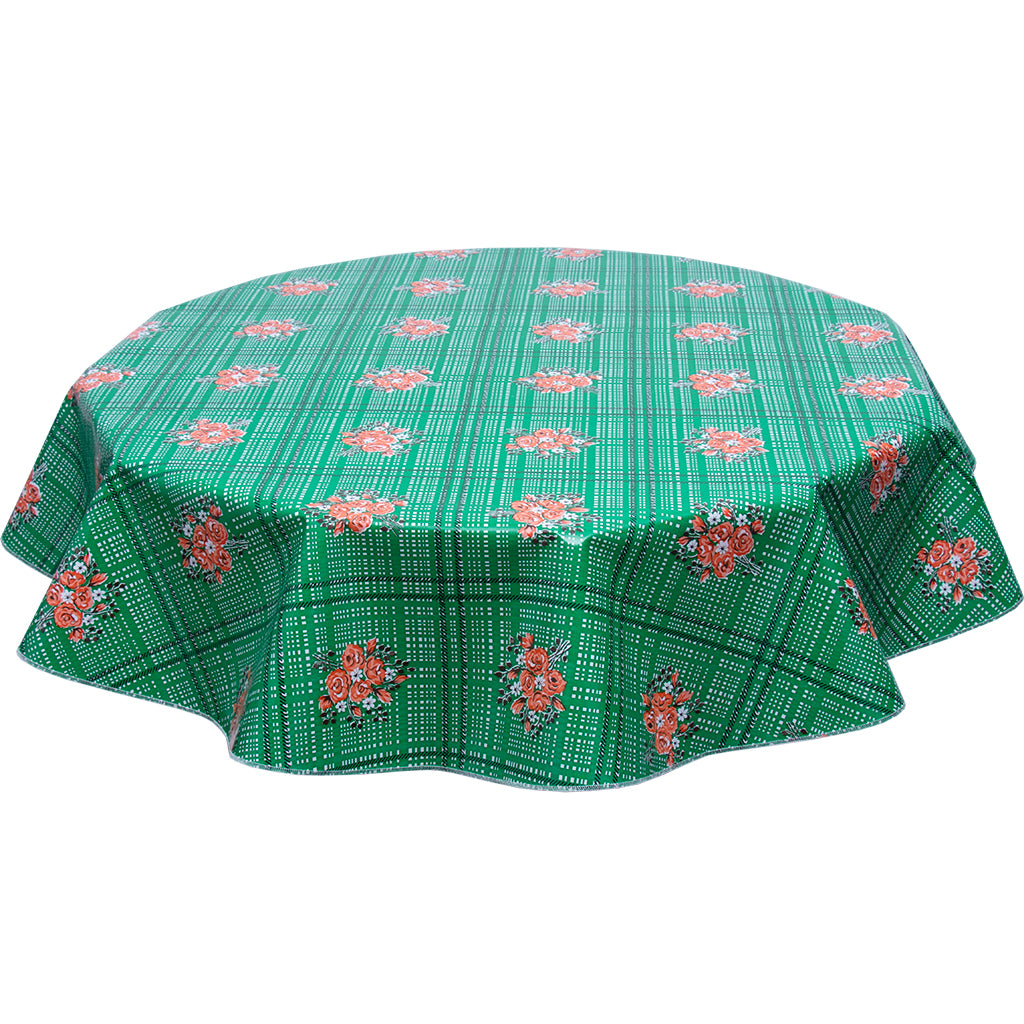 Bouquet Green Round Oilcloth Tablecloth