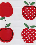 Round Oilcloth Tablecloth in Apples and Dots Red