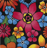 Round Oilcloth Tablecloth in Betty's Bunch Black