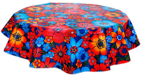 Freckled Sage Round Tablecloth Betty's Bunch Navy