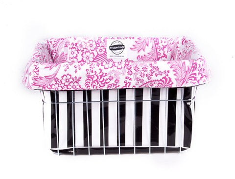 Freckled Sage Oilcloth Bike Basket Liner Stripe Black
