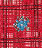 Freckled Sage Round Oilcloth Swatch Bouquet Red