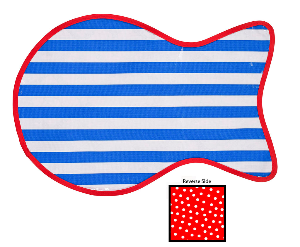 Freckled Sage Oilcloth Cat Mat Blue Stripe