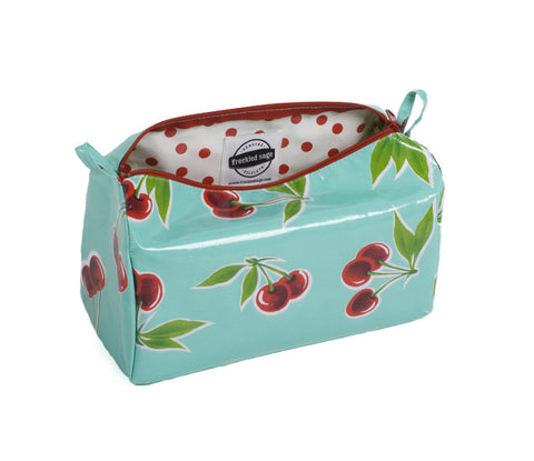 Freckled Sage Oilcloth Travel Bag Cherry Aqua