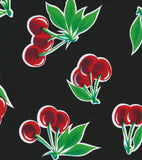 Freckled Sage Oilcloth Swatch Cherries on Black