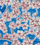 Round Oilcloth Tablecloth in Cherry Blossom Blue