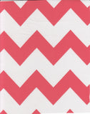Round Oilcloth Tablecloth in Chevron Coral