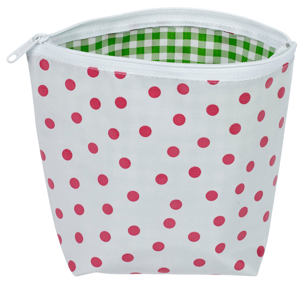 Freckled Sage Oilcloth Pink Dots Cosmetic Bag
