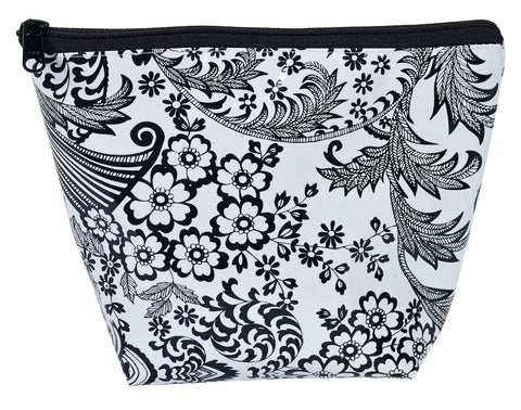 Freckled Sage Oilcloth Cosmetic Bag Black Toile