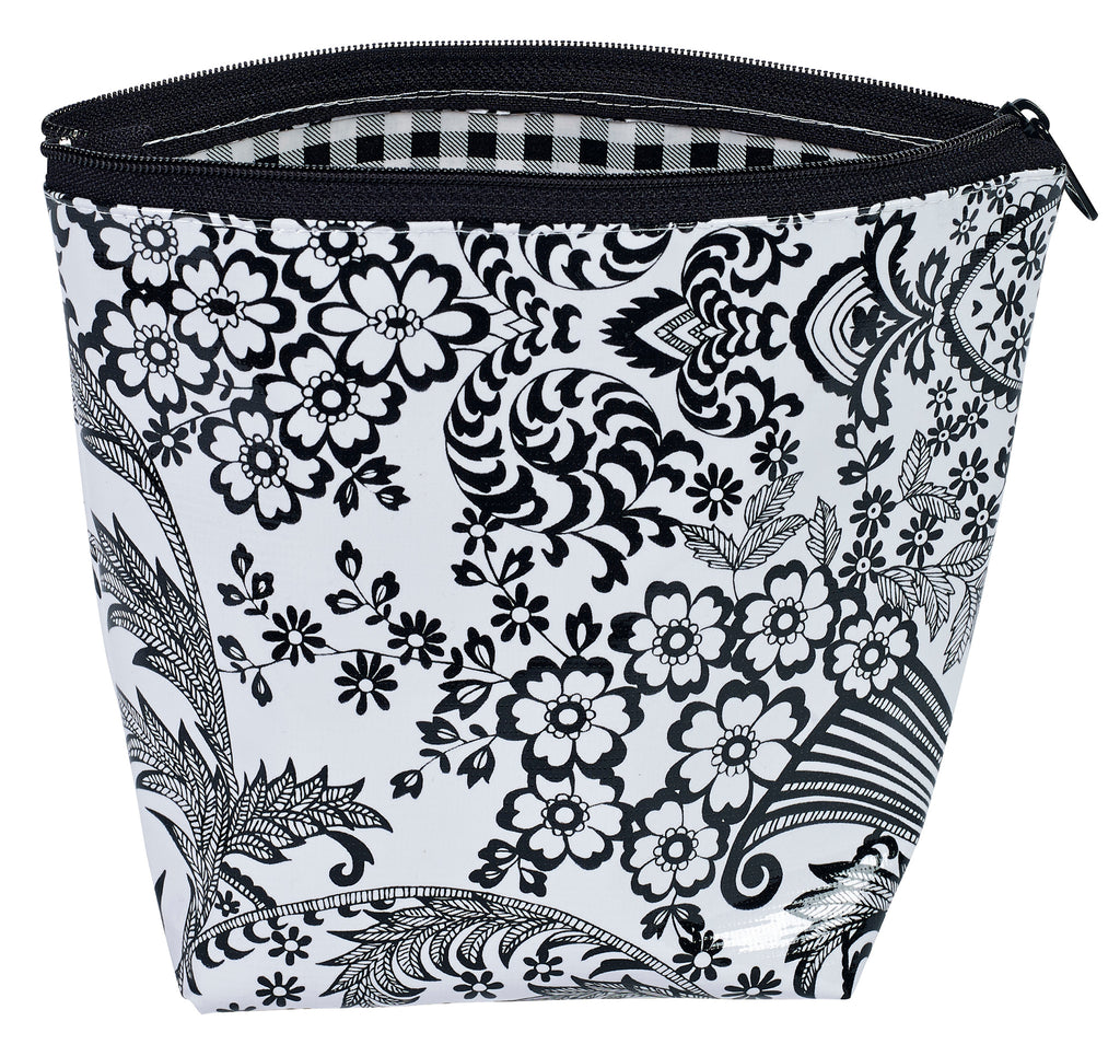Freckled Sage Oilcloth Cosmetic Bag Black Toile