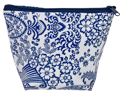 Freckled Sage Oilcloth Cosmetic Bag Blue Toile