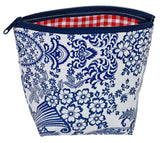 Freckled Sage Oilcloth Cosmetic Bag Blue Toile