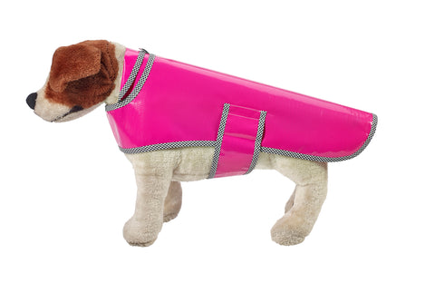 Freckled Sage Oilcloth Doggie Raincoat in Solid Fuchsia